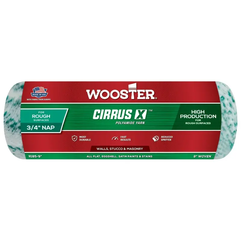 Wooster R185-9 Roller Cover, 3/4 in Thick Nap, Polyamide Fabric Cover, Green
