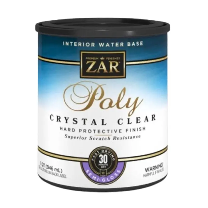 Aqua ZAR 34512 Polyurethane, Semi-Gloss, Liquid, Crystal Clear, 1 qt, Can
