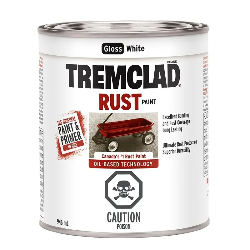 Tremclad 254924 Rust Preventative Paint, Oil, Gloss, White, 946 mL, Can