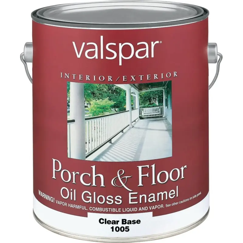 Valspar 027.0001005.007 Porch and Floor Paint, Gloss, Clear, 1 gal, Can, 500 sq-ft/gal Coverage Area