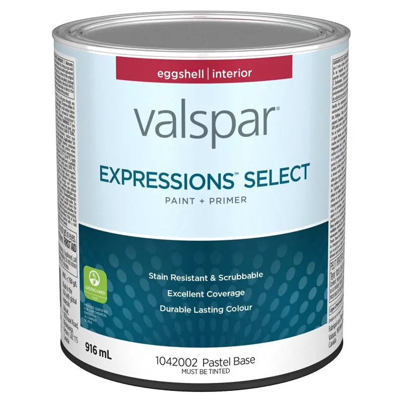 Expressions Select 029.1042002.005 Interior Paint and Primer, Eggshell, Pastel, 1 qt, 37 sq-m Coverage Area