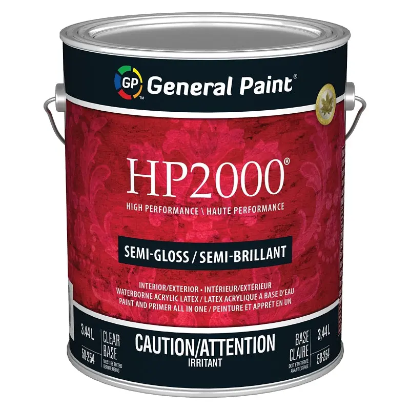 General Paint HP2000 58-254-16 Exterior Paint, Semi-Gloss, Clear Base, 1 gal