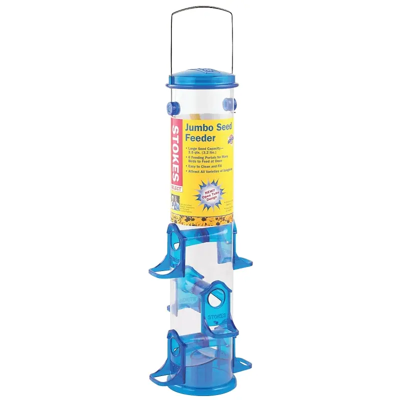 Stokes Select 38030 Seed Bird Feeder, 18 in H, 2.5 qt, Polycarbonate, Blue/Clear/Green, Hanging Mounting