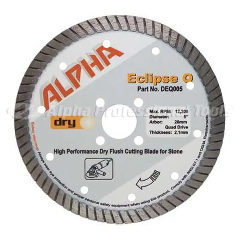 Alpha Eclipse Q High Performance Dry Flush Cutting blade for Stone5" / 20mm - Quad Drive
