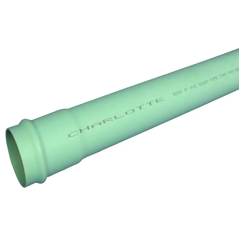 JM Eagle 67942 Gravity Sewer Pipe, 6 in, 13 ft L, Push Fit, SCH 35 Schedule, PVC, Green