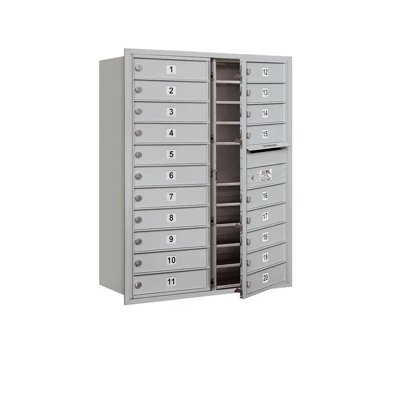 41 in. H x 31-1/8 in. W Aluminum Front Loading 4C Horizontal Mailbox with 20 MB1 DoorsAluminum / 150.0 / 20