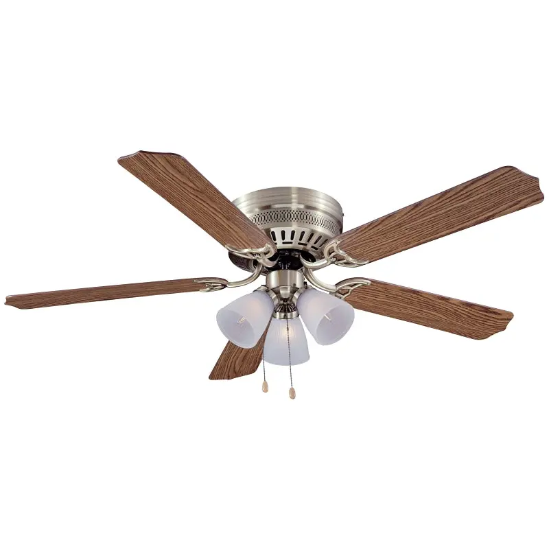 Boston Harbor CF-78049L Ceiling Fan Light Kit, 5-Blade, Antique Brass Housing, 52 in Sweep, MDF Blade, 3-Speed