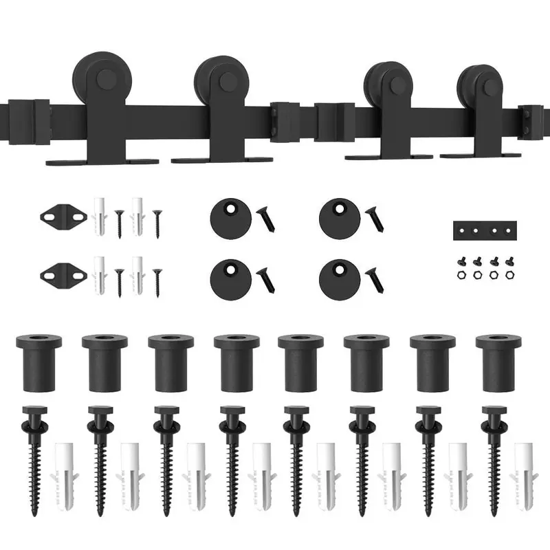 10 ft. /120 in. Top Mount Sliding Barn Door Hardware Track Kit for Double Doors with Non-Routed Floor Guide