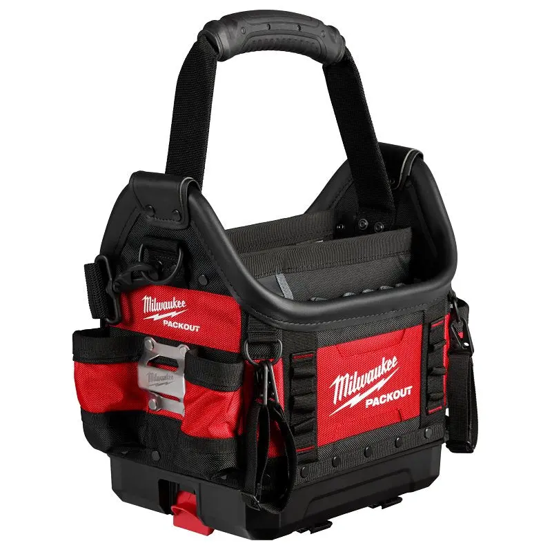 Milwaukee PACKOUT 48-22-8311 Structured Tote, 9-3/4 in W, 15 in D, 19 in H, 35 -Pocket, Polyester, Red