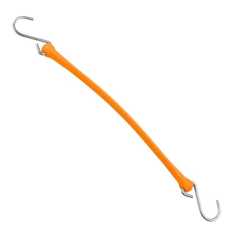 13 in. Polyurethane Bungee Strap with Galvanized S-Hooks (Overall Length: 18 in.) in Orange