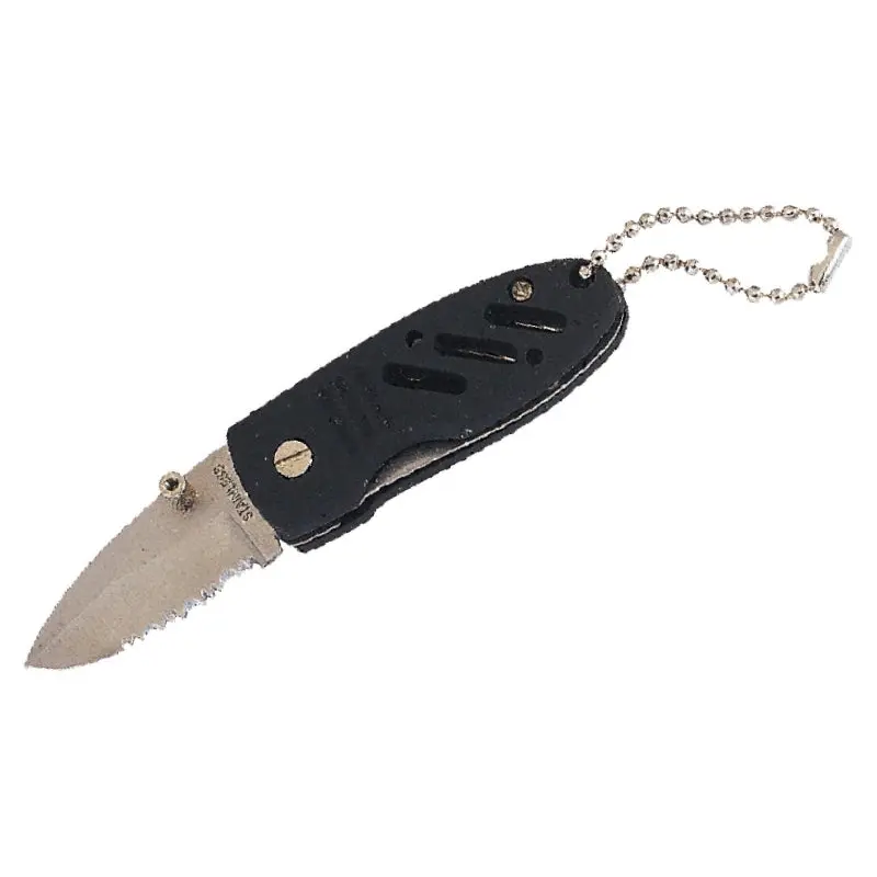 Vulcan W989 Key Chain, Bead Chain Ring, 4 in L Ring, Plastic Case, Black Body/Stainless Steel Blade