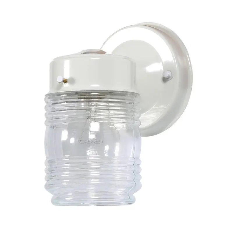 Design House Outdoor Wall-Mount Jelly Jar Wall Lantern Sconce in White 4.5-Inch by 7.5-Inch4.5" x 7.5"