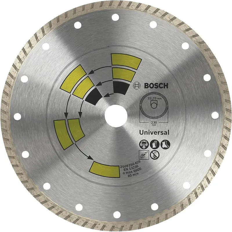 Diamond Cutting Disc Universal Turbo with Continuous Diamond Rim for Grinder 115x22.23 mm