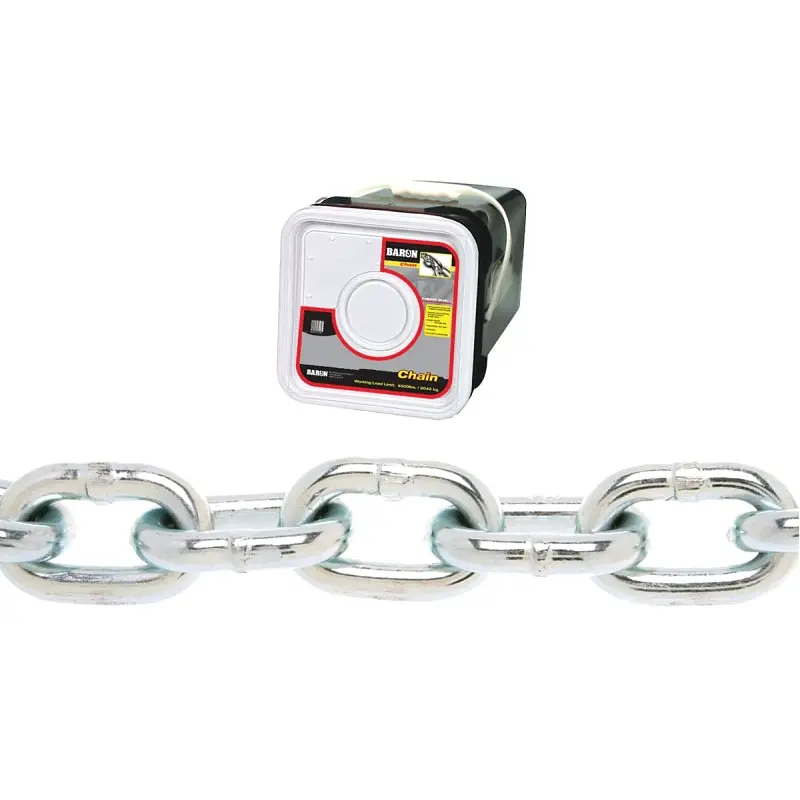 BARON PC3038SP Proof Coil Chain, 3/8 in, 45 ft L, 30 Grade, Steel, Zinc