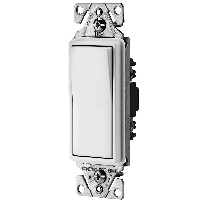 Eaton Wiring Devices 7500 C7501W-SP-L Rocker Switch, 15 A, 120/277 V, SPST, Lead Wire Terminal, White