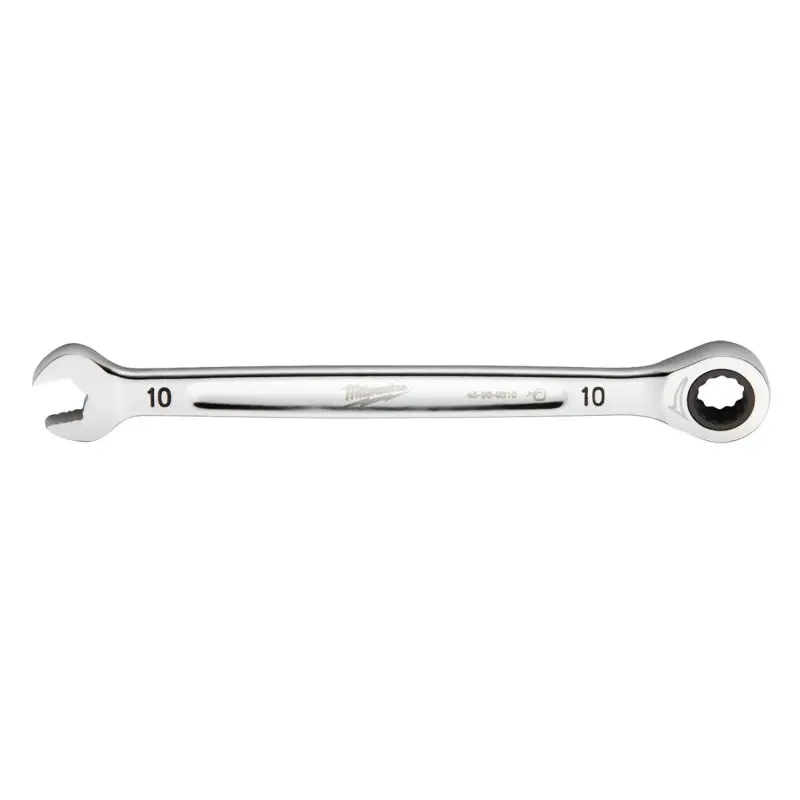 Milwaukee 45-96-9310 Ratcheting Combination Wrench, Metric, 10 mm Head, 6-1/2 in L, 12-Point, Steel, Chrome