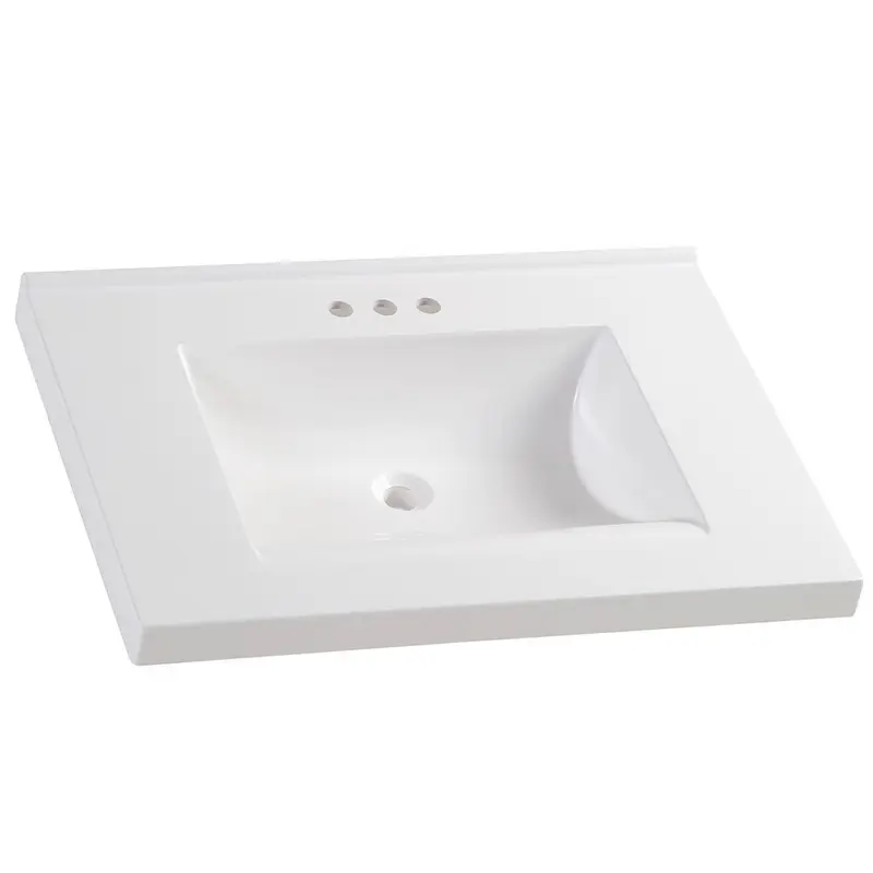 31 in. W x 22 in. D Cultured Marble Vanity Top in White with White Sink40.70 / White