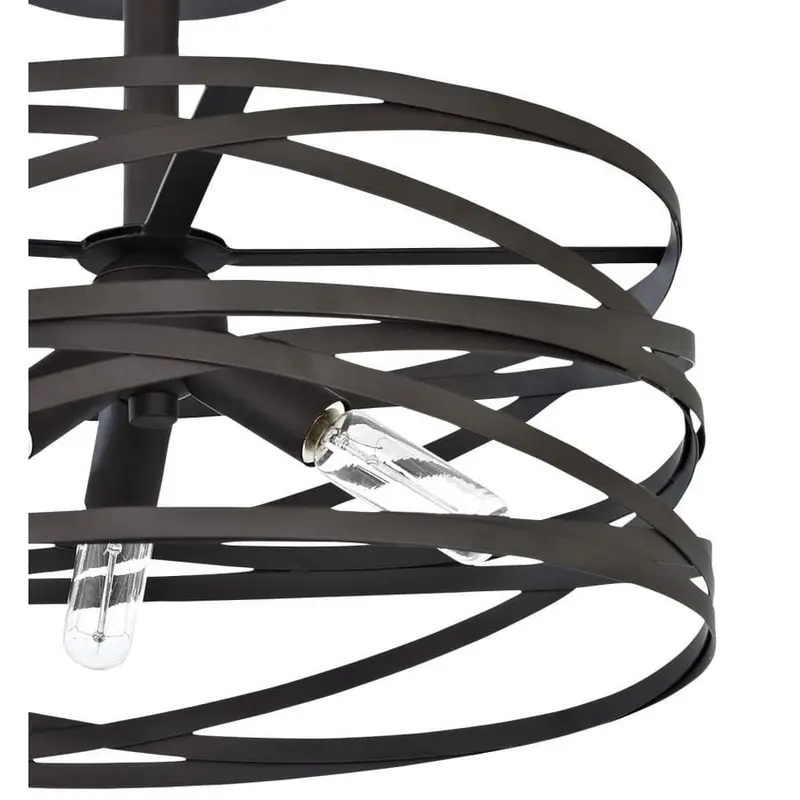 allen   roth Winship 14-in Bronze Transitional Incandescent Semi-flush Mount Light