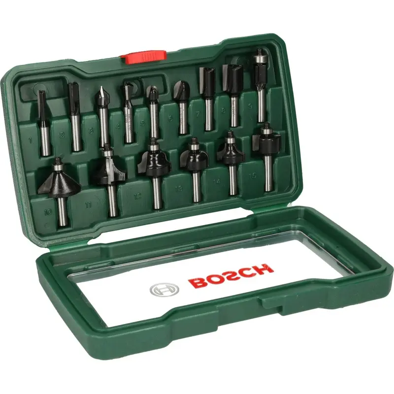 TC Router bit set with 8 mm shank - 15 pcs | 2607019469