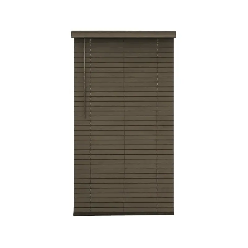 allen   roth 2-in Slat Width 35.25-in x 72-in Cordless Brown Faux Wood Room Darkening Faux Wood Blinds