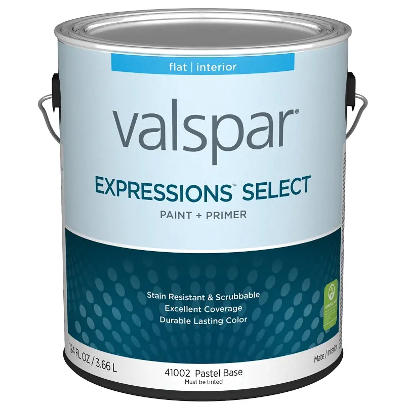 Valspar Expressions Select 4100 028.0041002.007 Latex Paint, Acrylic Base, Flat Sheen, Pastel Base, 1 gal