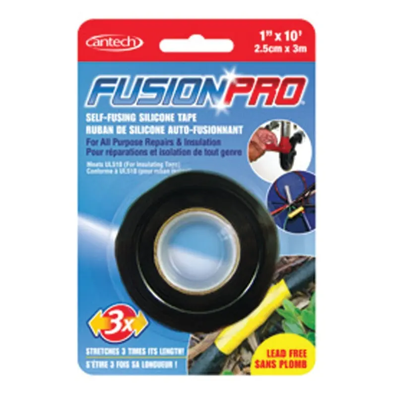 Cantech FushionPro 737-01 Silicone Tape, 3.28 yd L, 0.99 in W, Silicon Backing, Black