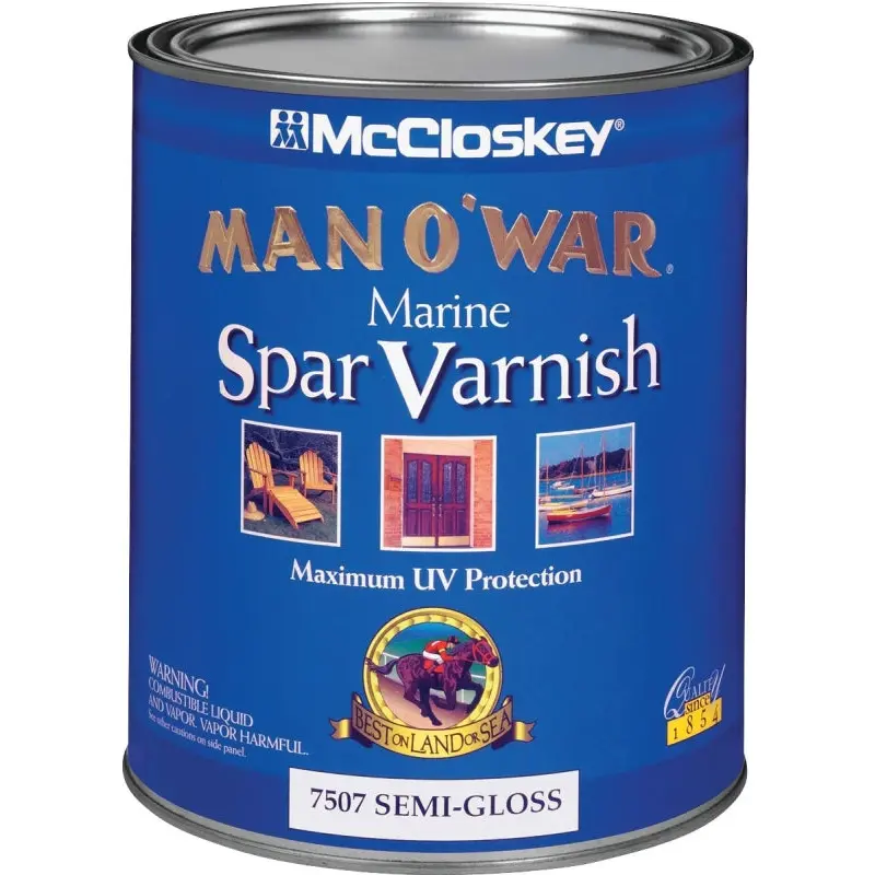 McCloskey Man O' War 080.0007507.005 Marine Spar Varnish, Semi-Gloss, Clear, Liquid, 1 qt, Can