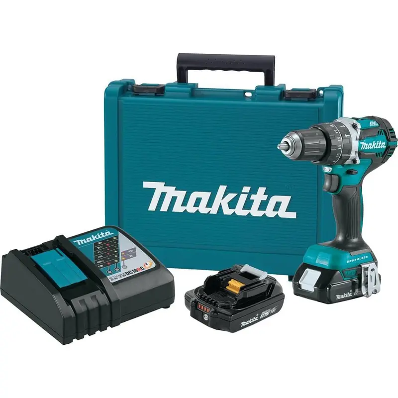 18-Volt LXT Lithium-Ion Compact Brushless Cordless 1/2 in. Hammer Driver-Drill Kit w/ (2) Batteries 2.0Ah and Hard Case2 Batteries & Charger Included / 3.6