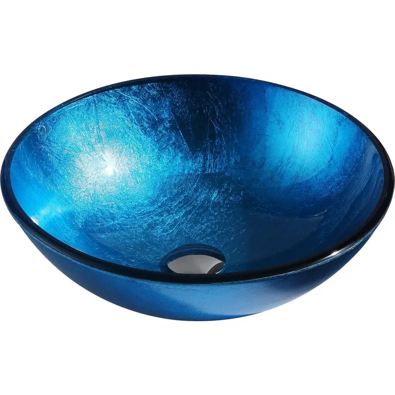 Arc Series Deco-Glass Vessel Sink in Lustrous Light Blue