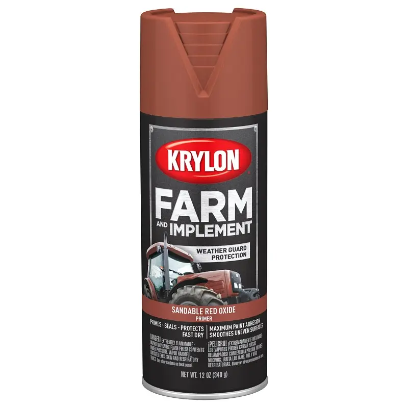 Krylon K01951007 Farm and Implement Primer, Sandable Red Oxide Primer, 12 oz