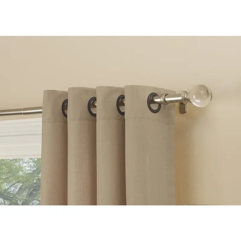 allen   roth Whinfell 84-in Camel Faux Linen Light Filtering Single Curtain PanelSky Blue