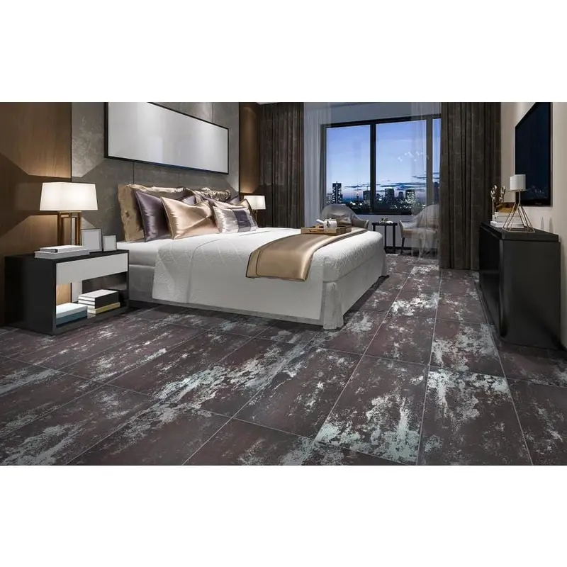 American Villa Supernatural 8-Pack Dark Steel 12-in x 24-in Metallic Porcelain Stone Look Floor TileCase