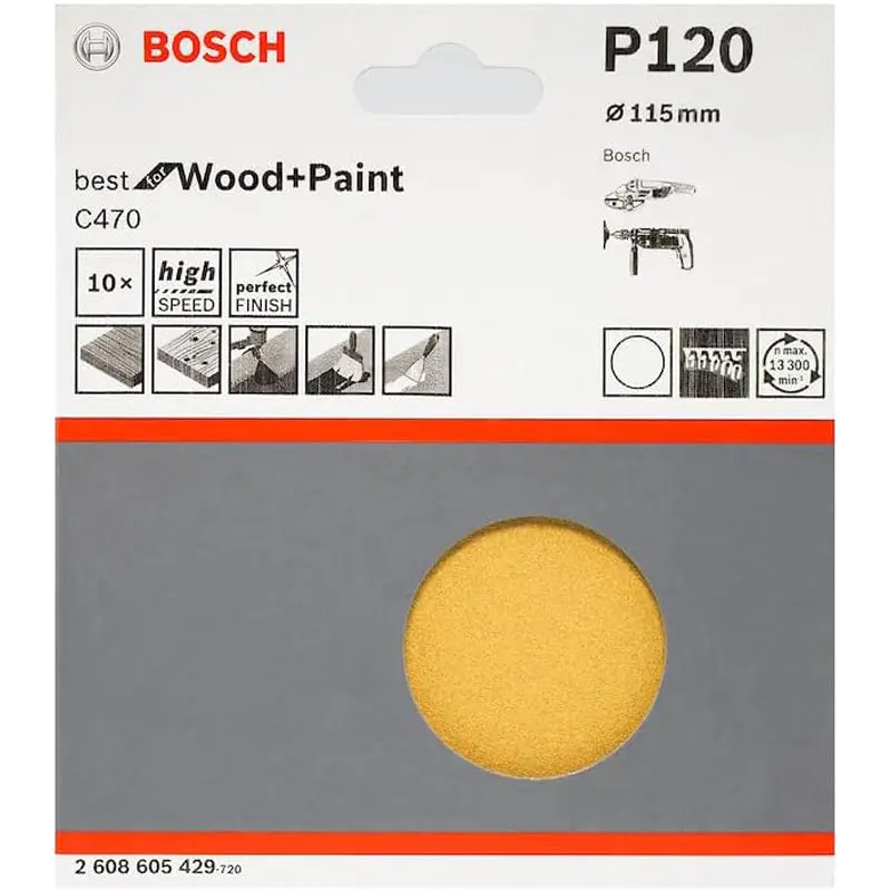 "Sanding Sheet C470 Best for Wood and Paint,115mm,G120,10x	"