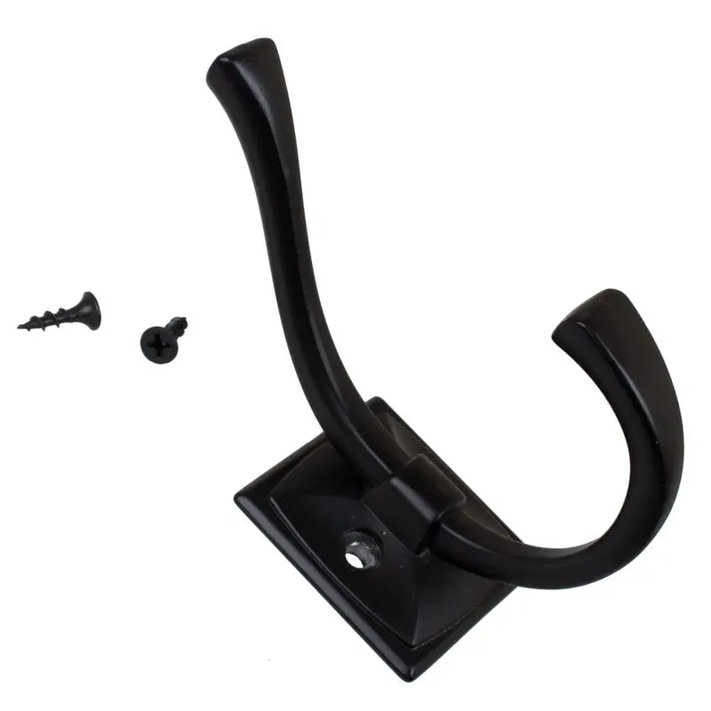 4-1/4 in. Matte Black Decorative Flared Double-Prong Coat Hooks (10-Pack)Matte Black / 3.6 oz / 10