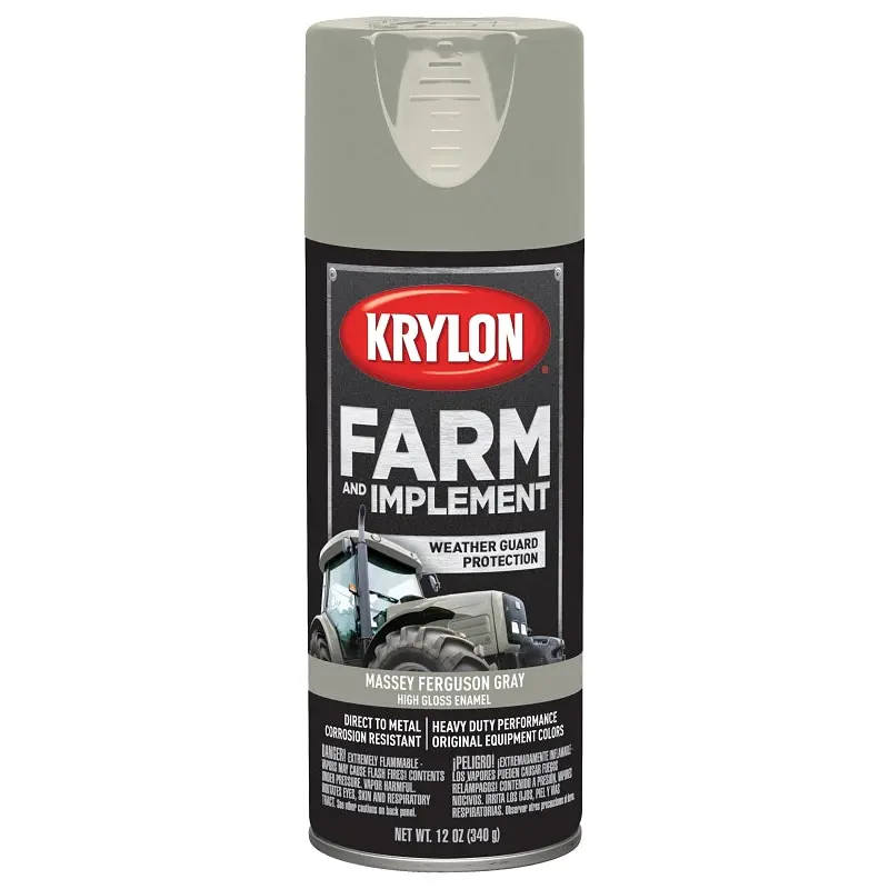 Krylon K01938000 Farm Equipment Spray, High-Gloss, Massey Ferguson Gray, 12 oz