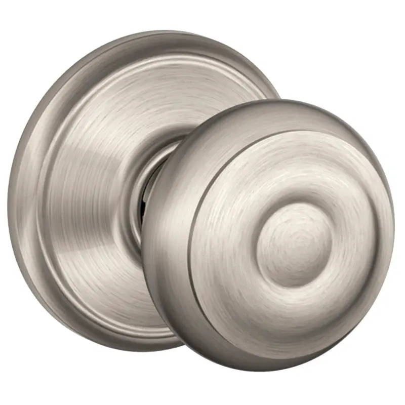 Schlage Georgian Series F10VGEO619 Passage Knob, Metal, Satin Nickel, 2-3/8, 2-3/4 in Backset, 1.63 x 2.25 in Strike