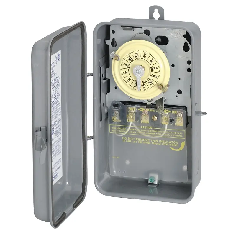 Intermatic T104R Mechanical Timer Switch, 40 A, 208/277 V, 3 W, 24 hr Time Setting, 12 On/Off Cycles Per Day Cycle