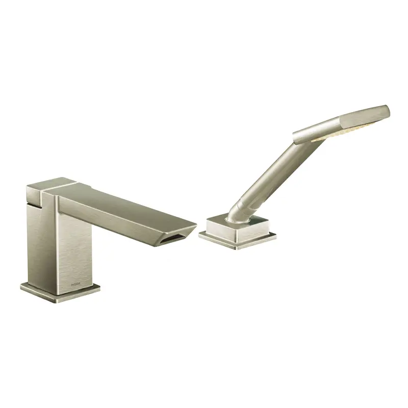 90 Degree Chrome High Arc Roman Tub Faucet including Handheld ShowerChrome