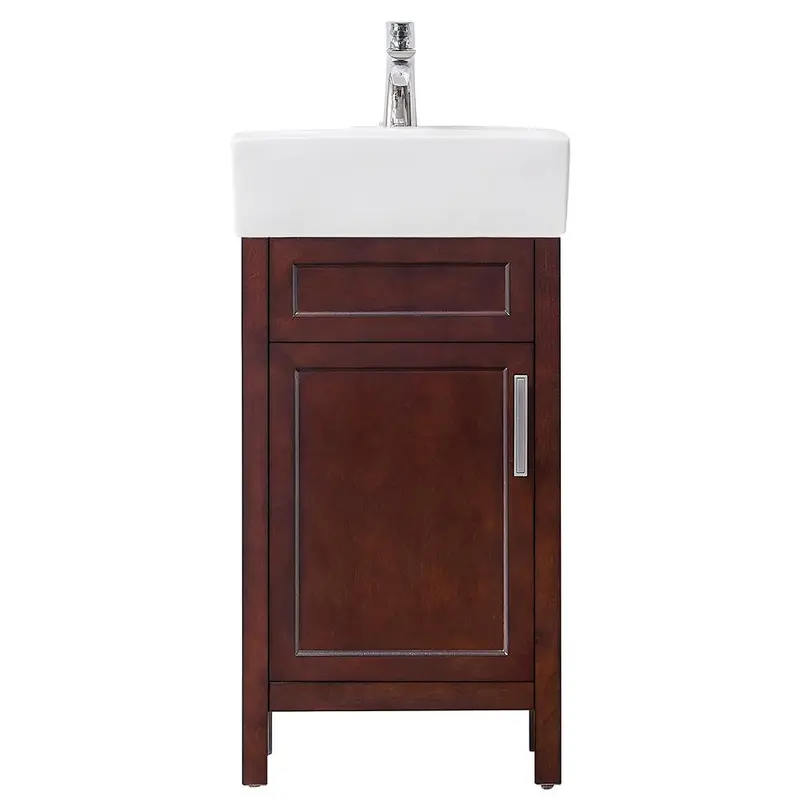 Arvesen 18 in. W x 12 in. D Vanity in Tobacco with Ceramic Vanity Top in White with White SinkTobacco / 48.50