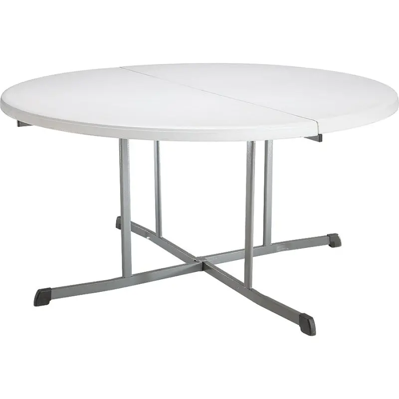 Lifetime Products 5402 Fold-in-Half Table, Steel Frame, Polyethylene Tabletop, Gray/White