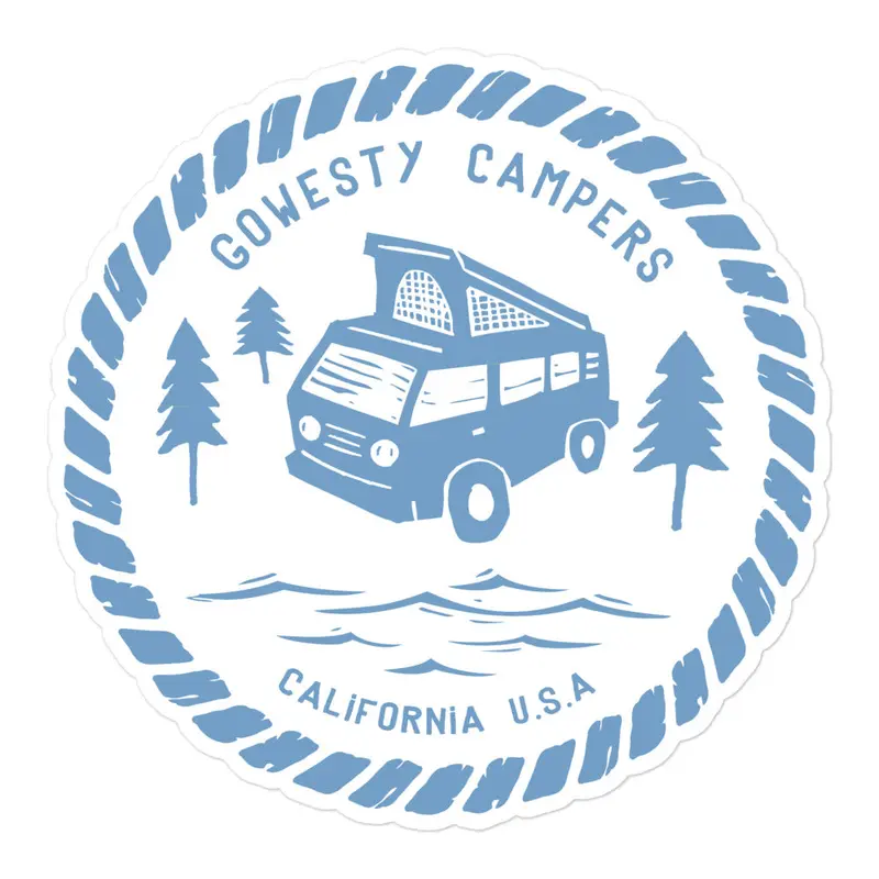 Woodcut Westy Life Blue Sticker33