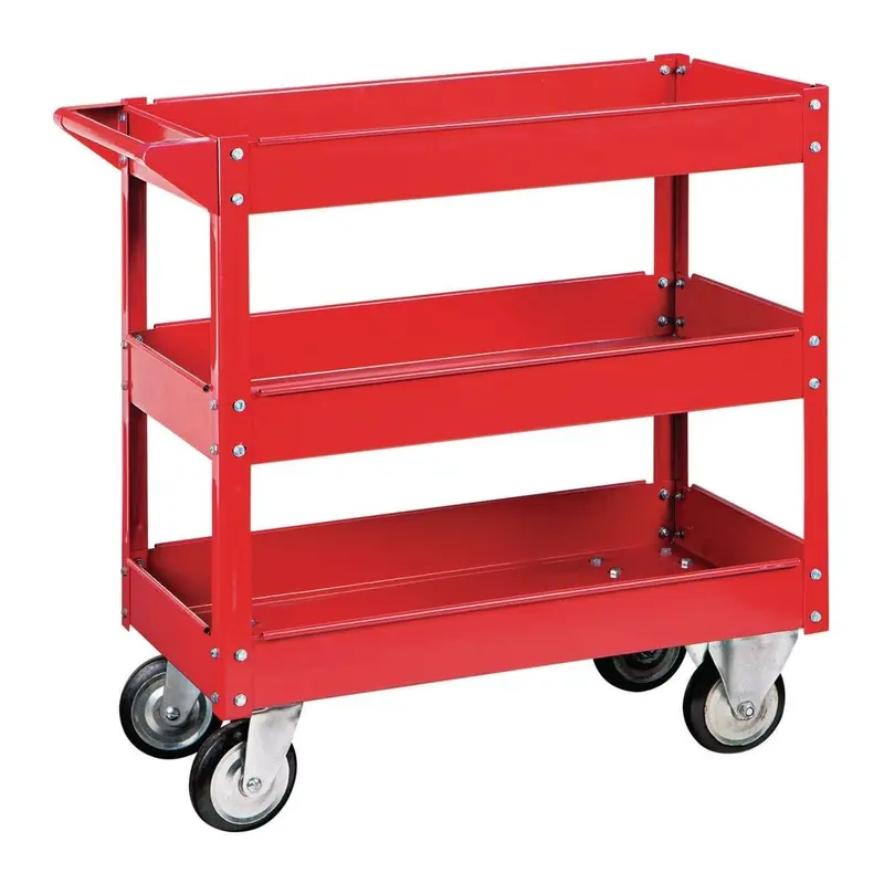 30 In. x 16 In. Three Shelf Steel Service Cart,