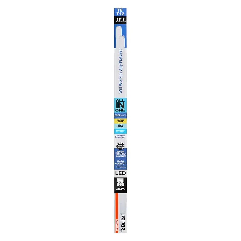Sylvania 41202 LED Bulb, Linear, Type AB Universal, T8 Lamp, 32 W Equivalent, G13 Fluorescent Pin Lamp Base, Frosted