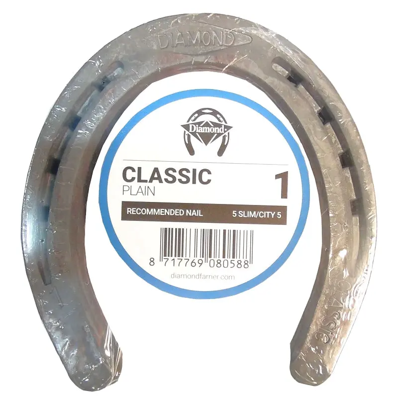 Diamond Farrier DC1PR Classic Plain Horseshoe, 1/4 in Thick, #1, Steel