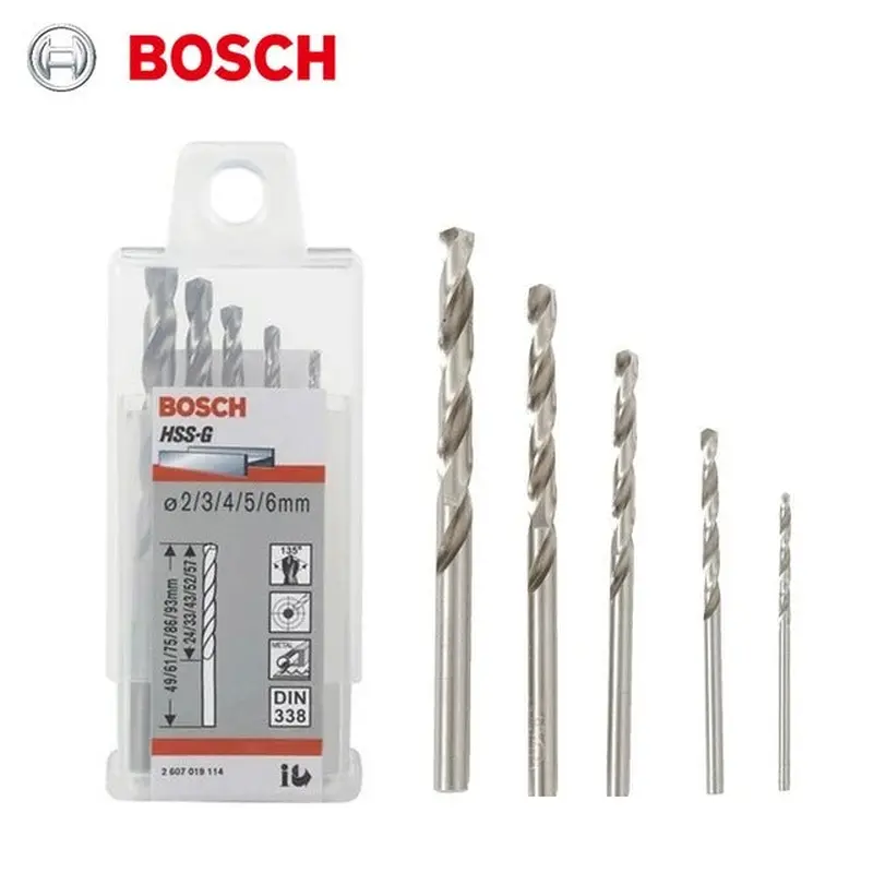Metal Drill Bit Set HSS-G DIN-338 2/3/4/5/6mm 5pcs