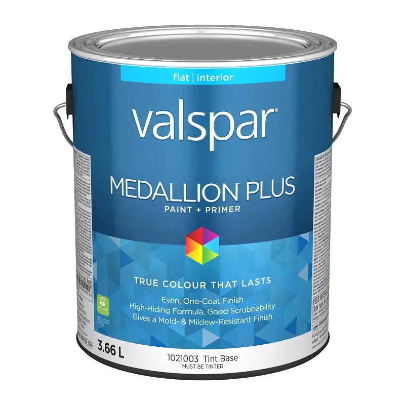 Medallion Plus 029.1021003.007 Interior Paint and Primer, Acrylic, Flat, Tint Base, 1 gal, 37 sq-m Coverage Area