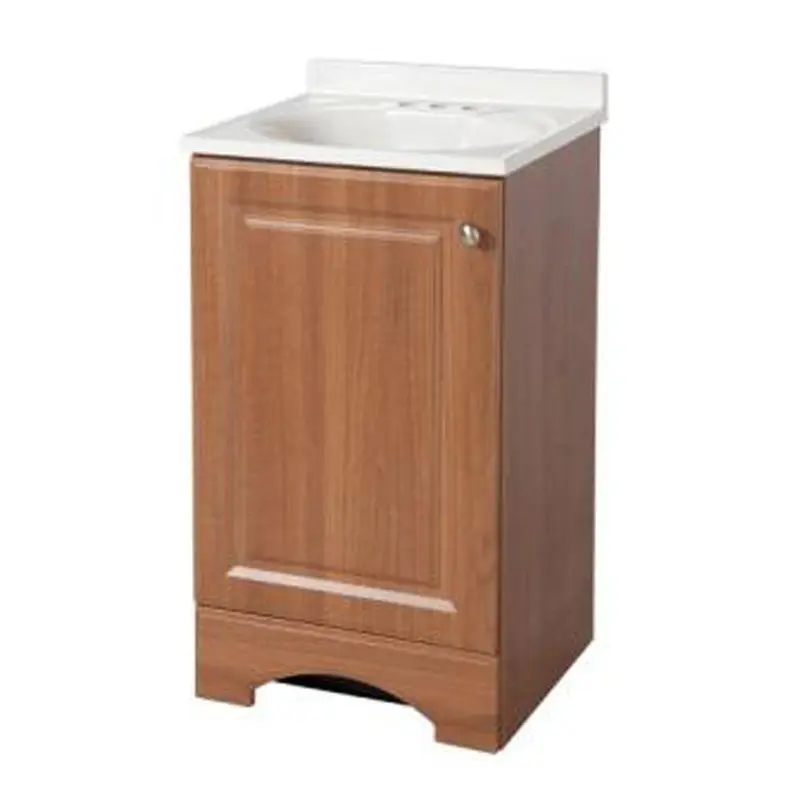 18 in. W Vanity in Golden Pecan with Cultured Marble Vanity Top in White with White SinkGolden Pecan / 84