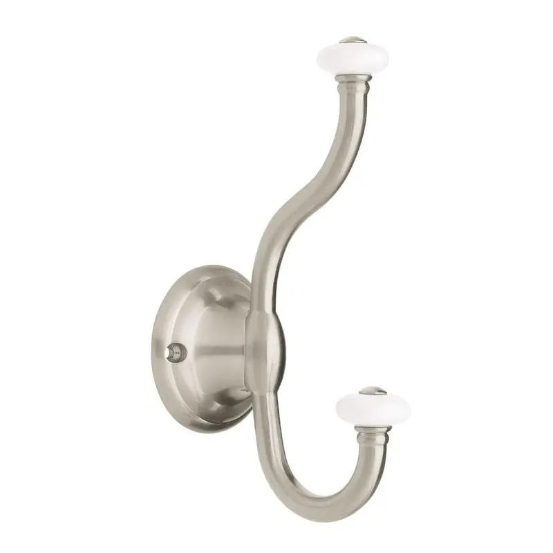 6-2/3 in. Brushed Nickel Coat Hook with Porcelain Knobs0.46 / each