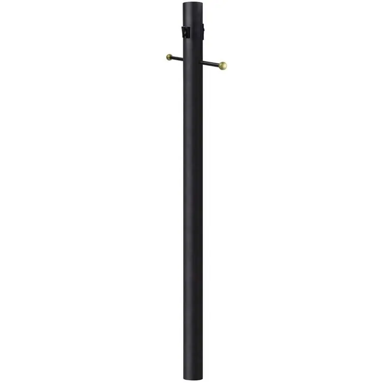 7 ft. Black Outdoor Lamp Post, Traditional In Ground Light Pole with Cross Arm and Grounded Convenience Outlet7 / each