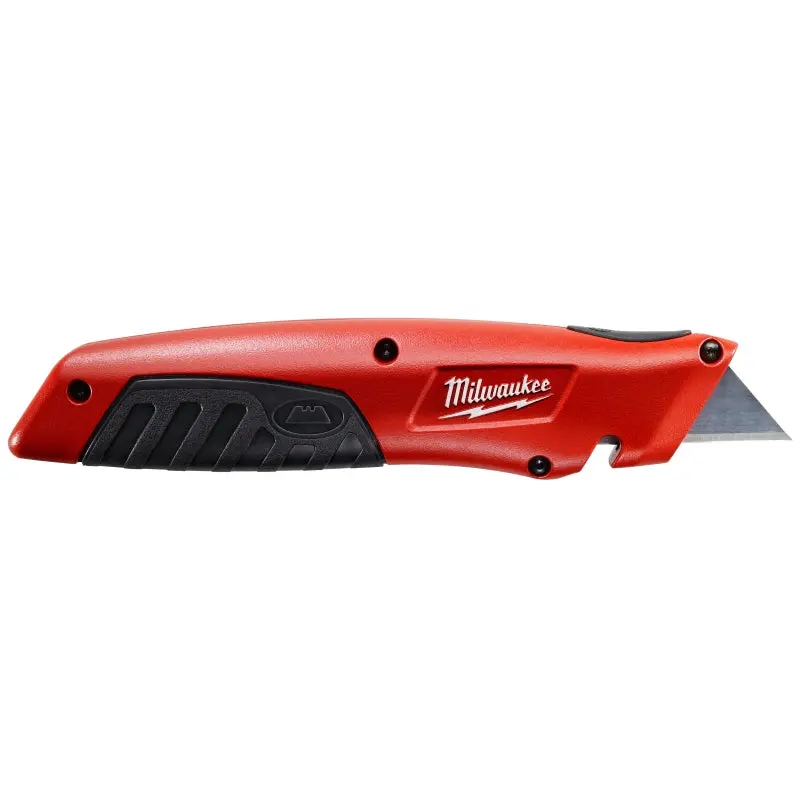 Milwaukee 48-22-1510 Utility Knife, 1 in L Blade, Metal Blade, Straight Handle, Black/Red Handle